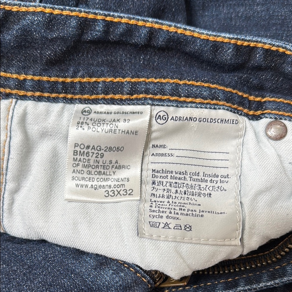 Ag Adriano Goldschmied Men's Dark Blue Slim Straight Jeans